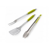 Barbecook - SET 3 UTENSILI PER BARBECUE CM.40 INOX MANICI VERDE KIWI