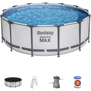 BESTWAY PISCINA ROTONDA STEEL PRO MAX FRAME CM.396 X 122 CON POMPA FILTRO cod.5618W