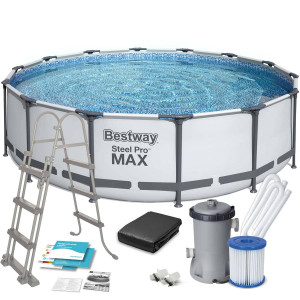 BESTWAY PISCINA ROTONDA STEEL PRO MAX FRAME CM.366 X 122 CON POMPA FILTRO cod.56420