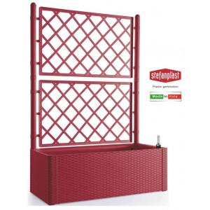 FIORIERA RETTANGOLARE NATURAL DELUXE ROSSA CON SPALLIERA CM.100X43 H 142