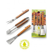 OMPAGRILL SET BARBECUE 3 UTENSILI INOX MANICI IN LEGNO