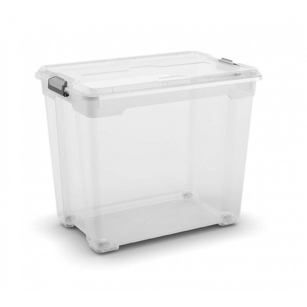 BOX CON COPERCHIO NERO E RUOTE 59x31x39 cm (LxHxP) 45 l BIANCO