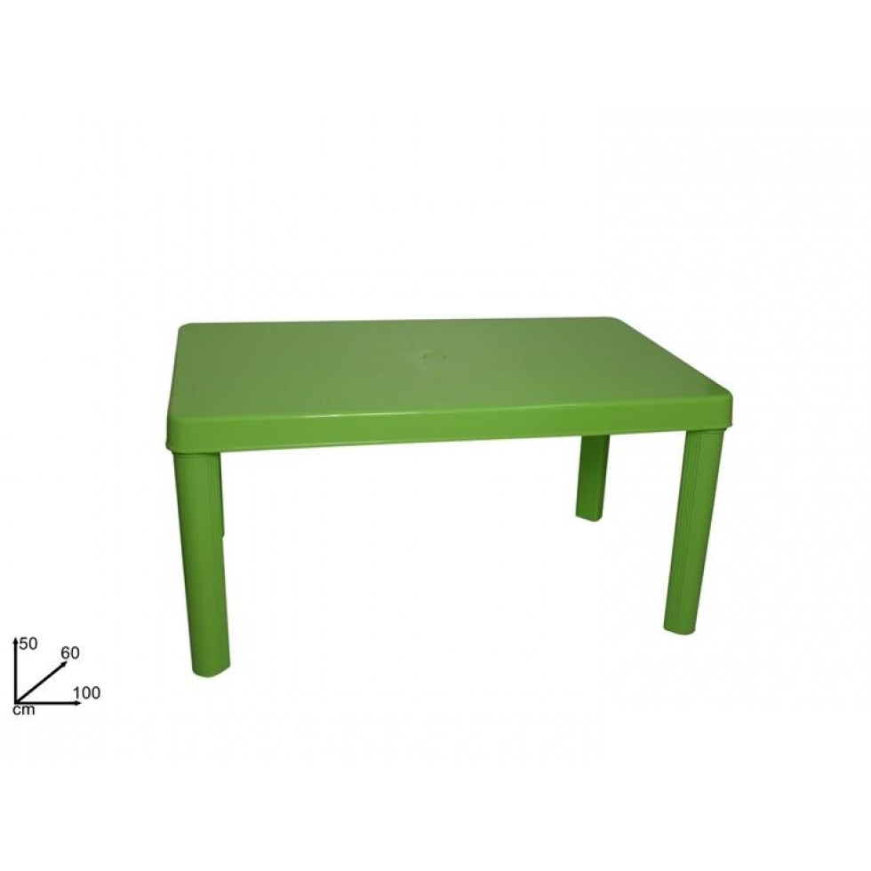 TAVOLINO PLASTICA RETTANGOLARE VERDE CM.60X100 H.50