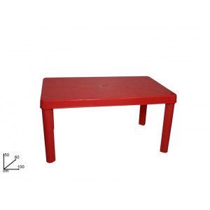 TAVOLINO PLASTICA RETTANGOLARE ROSSO CM.60X100 H.50