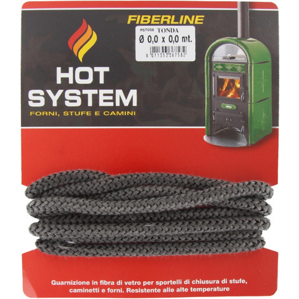 PQS Guarnizione In Fibra Di Vetro Intrecciata Rotonda 2,5 M - Spessore 6 Mm, Con Colla Refrattaria, Resistente Fino A 500°C