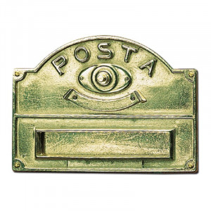 PLACCA BICALETTERE OTTONE LUCIDO CON CAMPANELLO