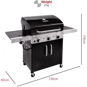 BARBECUE A GAS CHAR-BROIL PERFORMANCE 340B - 3 Fuochi + FORNELLO - Tecnologia TRU-Infrared, Finitura Acciaio nero