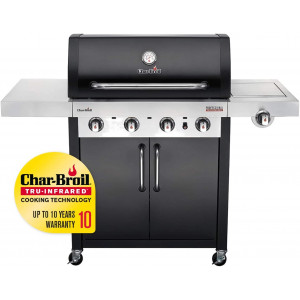 BARBECUE A GAS CHAR-BROIL PROFESSIONAL 4400B - 4 Fuochi con Tecnologia TRU-Infrared e Fuoco Laterale, Finitura Acciaio nero