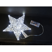 PUNTALE CON GEMME LED - 20 NANOLED BIANCO GHIACCIO - LUCE FISSA - H. CM. 22 - A BATTERIA - PER USO SOLO INTERNO