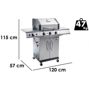 BARBECUE A GAS CHAR-BROIL PERFORMANCE PRO3 - 3 Fuochi + FORNELLO - Tecnologia TRU-Infrared, Finitura Silver + PIASTRA OMAGGIO