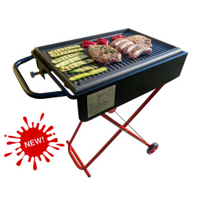 BBQ GAS CON PIASTRA GHISA C/RUOTE CM.60X40 H.80