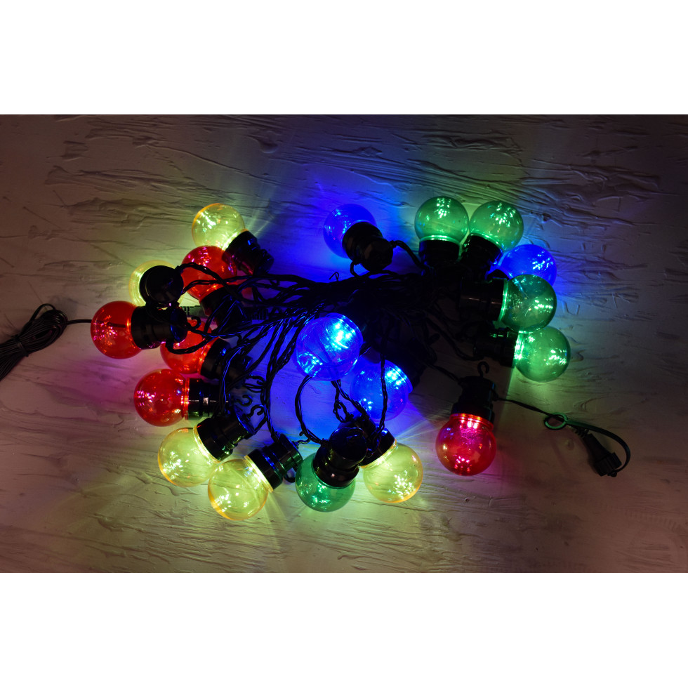 20 SFERETTE LED MULTICOLOR TRASPARENTE D.CM. 5 MT. 6,5+TIMER