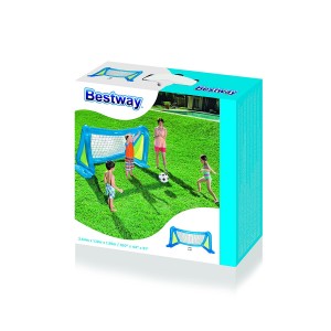 BESTWAY PORTA CALCIO GONFIABILE CM. 254X112X130, CON 1 PALLONE E SPRUZZATORI LATERALI