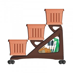 KIT ORTO 3 FIORIERE C/CARRELLO TERRAC. 80x74x73h