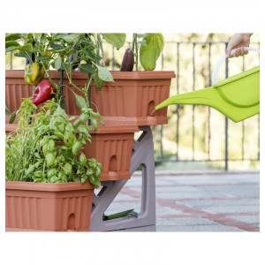 KIT ORTO 3 FIORIERE C/CARRELLO TERRAC. 80x74x73h
